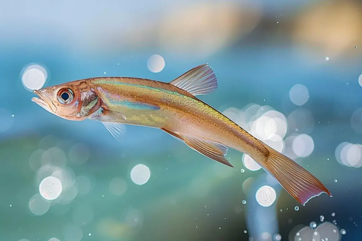 Un poisson ailé aux reflets irisés nage dans une eau bleutée, entouré de bulles lumineuses.